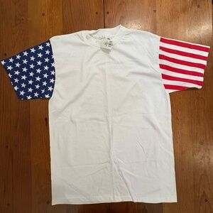 VTG 90s LA Sportswear American Flag Shirt  Men Sz L Made In USA Single Stitched
